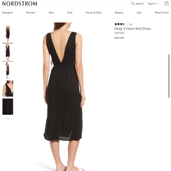 NWOT 4SI3NNA Deep V-neck Double Slit Midi Dress - Picture 4 of 6